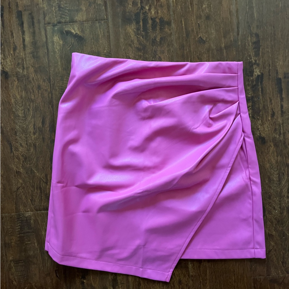 Pink leather skirt
